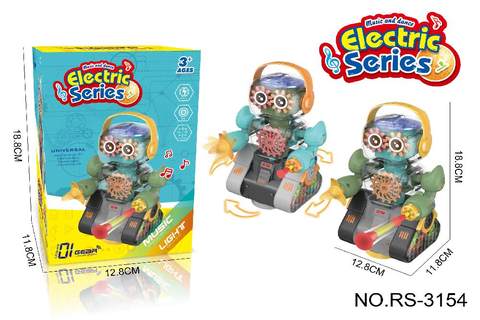 Universal light and music ejection gear robot
