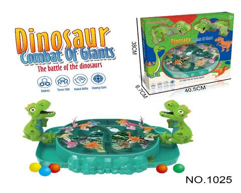 Children's marble toys parent-child interaction ball launch competitive table game double ejection dinosaur battle