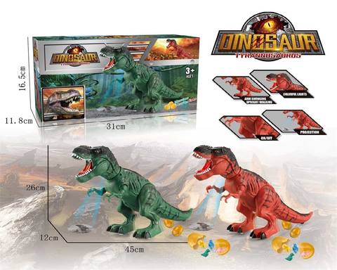 Egg-laying electric Tyrannosaurus rex (green and red mixed)