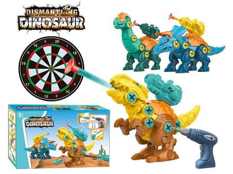 Electric version assembled Tyrannosaurus rex/Triceratops/Brachiosaurus 3 in 1 disassembly and disassembly of dinosaurs (2 electric drills, 3 manual drills)