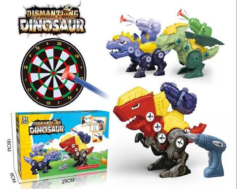 Electric version assembles Double Crown Dragon/Stegosaurus/Pterosaur 3 in 1 disassembly and disassembly of dinosaurs (2 electric drills, 3 manual drills