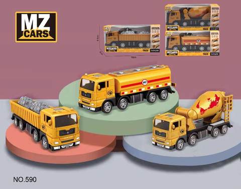 Alloy inertia engineering oil tank truck/mixer truck/dirt truck 3 models mixed