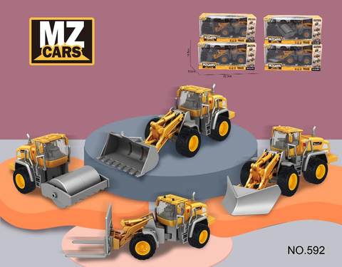 Alloy inertia engineering road press/forklift/bulldozer/forklift truck 4 models mixed