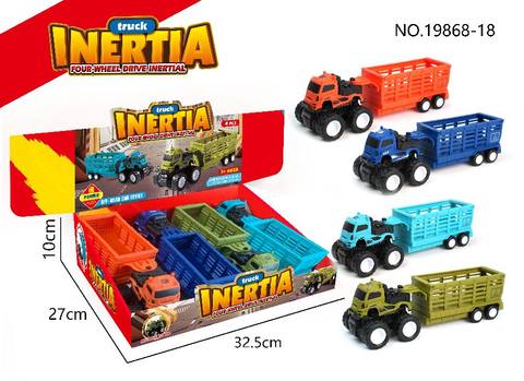 Inertial tractor transporter (no dinosaur) army green / orange / dark blue / light blue