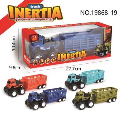 Inertial tractor transporter (no dinosaur) army green / orange / dark blue / light blue