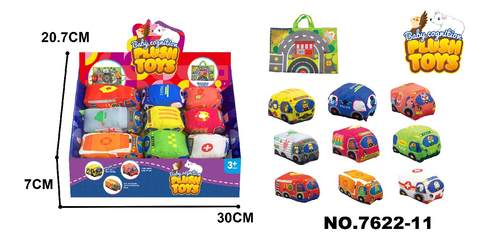 Baby cartoon cloth car set (9 cars + storage bag)