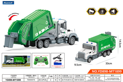 Six-way long-head remote control sanitation car toy remote control engineering car toy