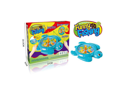 Cartoon turtle fishing plate fishing toy electric toy blue