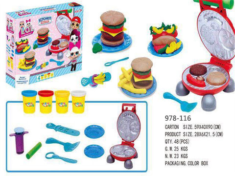 Surprise burger machine, colored clay, house toys