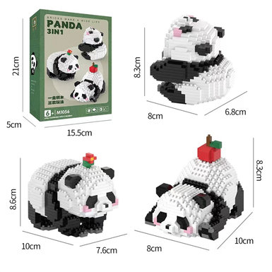 Panda doll building block toys micro-particle building block educational toys