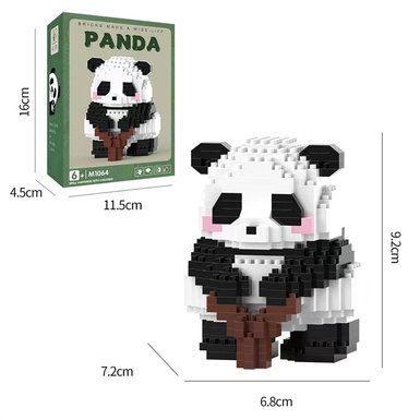 Panda doll building blocks toys, micro-particle building blocks, educational toys