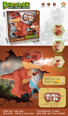 8-pass 2.4G remote control spray Q version Tyrannosaurus Rex toys remote control toys (with colorful lights, simulation calls)