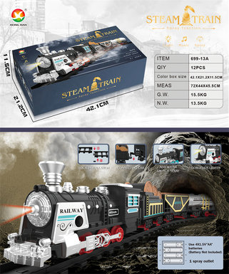 Classical steam electric rail train electric toys (lighting, simulated sound)