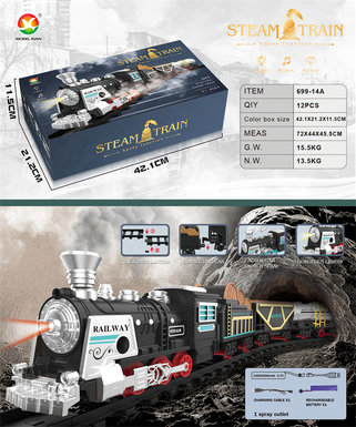 Classical steam rechargeable rail train electric toys (lighting, simulated sound)