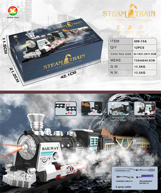Classical steam rechargeable rail train electric toys (lighting, simulated sound)