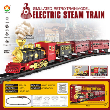 Classical steam electric rail train electric toys (lighting, simulated sound)