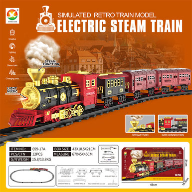 Classical steam rechargeable rail train electric toys (lighting, simulated sound)