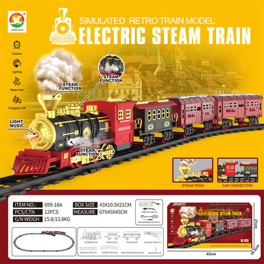 Classical steam rechargeable rail train electric toys (lighting, simulated sound)