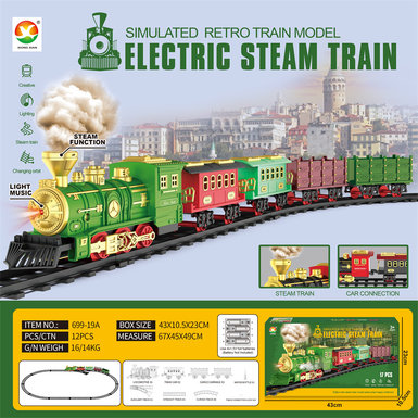 Classical steam electric rail train electric toys (lighting, simulated sound)