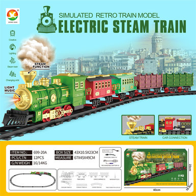 Classical steam rechargeable rail train electric toys (lighting, simulated sound)