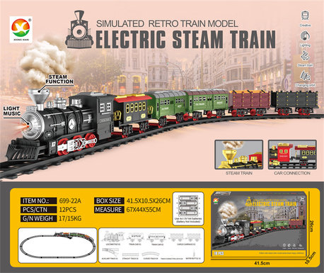 Classical steam electric rail train electric toys (lighting, simulated sound)