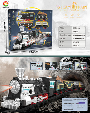 Classical steam rechargeable rail train electric toys (lighting, simulated sound)