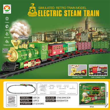 Classical steam electric rail train electric toys (lighting, simulated sound)