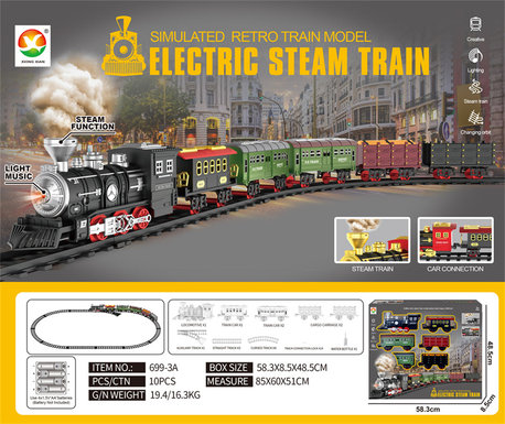 Classical steam electric rail train electric toys (lighting, simulated sound)