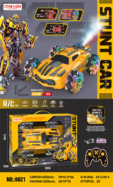 Transformers springing wheel light music spray four-wheeled stunt car remote control car toy