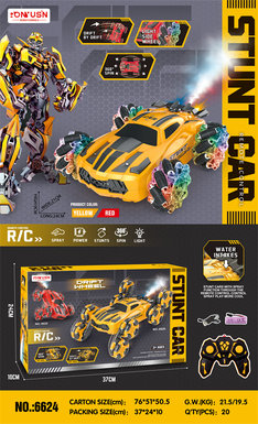 Transformers springing wheel light music spray four-wheeled stunt car remote control car toy