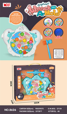 Dolphin whack-a-mole electric toy (spinning, lighting, music)