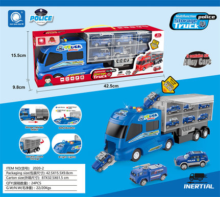 Chen Qingsong educational toys electric inertia police storage truck (with 6 alloy cars)