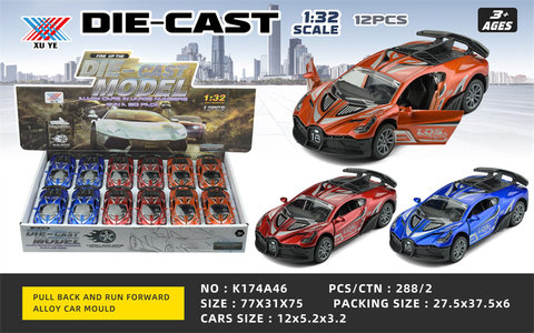 1:32 alloy car model Bugatti open the door return force alloy car toy return force toy (12 sets)