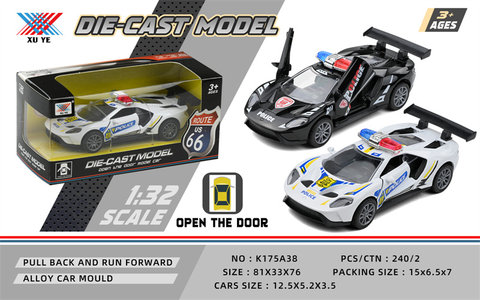 1:32 alloy model Ford GT police car door return force (1 pack) alloy car toy return force toy