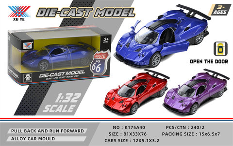 1:32 alloy car model Pagani open the door return force (1 pack) alloy car toy return toy