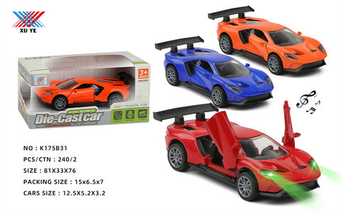 1:32 alloy car return force open door lighting music Ford GT (1 pack) alloy car toy return force toy