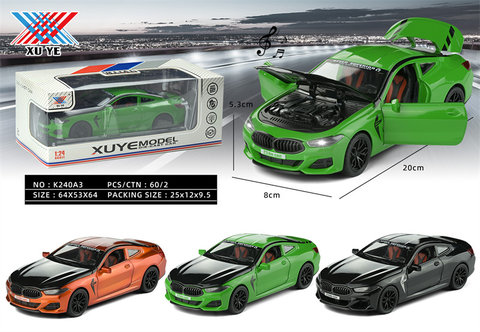 1:24 alloy model BMW four-door return light music (1 pack) alloy car toy return toy