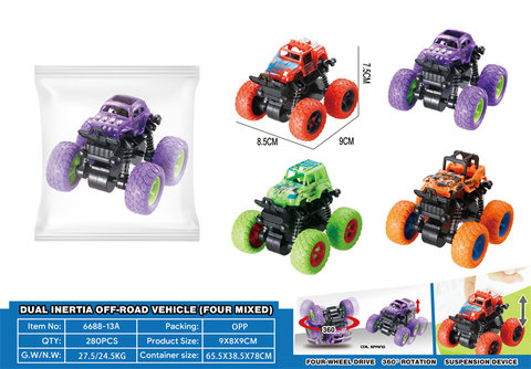 Dual inertia stunt off-road vehicle inertia toy