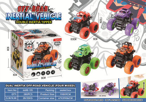 Dual inertia stunt off-road vehicle inertia toy