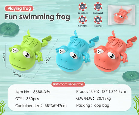 Play in the water, put on the chain, frog, swim in the bathroom, take a bath toy.
