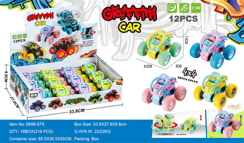 Cartoon double inertia stunt rolling car inertia toys (pack of 12 pcs)
