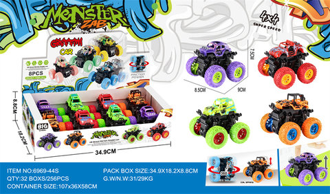 Double inertia stunt off-road vehicle inertia toy (English version of 8 packs)