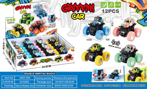 Graffiti Double Inertia Stunt Car Inertia Toys (Pack of 12)