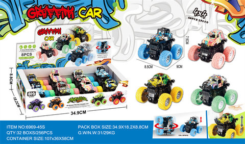 Graffiti Double Inertia Stunt Car Inertia Toy (English version of 8 packs)
