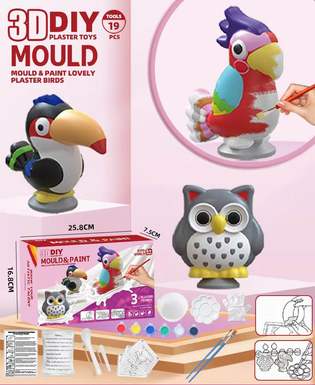 3D 3D DIY bird plaster painted toy