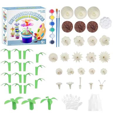 DIY painted 3D flower arrangement vase toy