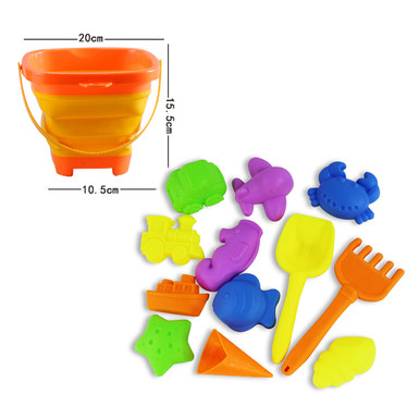13 sets of folding bucket beach toys
