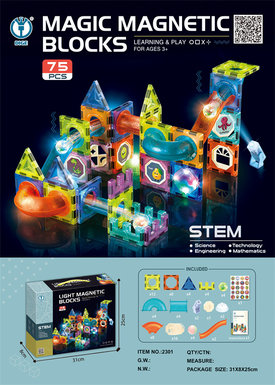 Magic Magnetic Park Educational Building Blocks Toy (Magnetic Light Ball Track Building Blocks) 75pcs