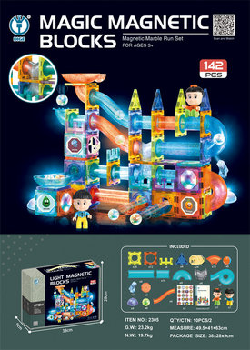 Magic Magnetic Paradise Puzzle Building blocks (Magnetic Lighting Ball track blocks) 142pcs
