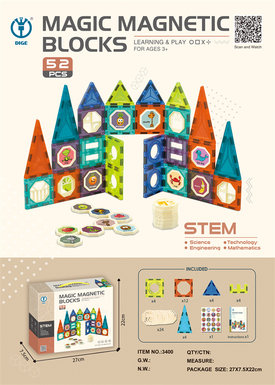 Magic Magnetic Park Educational Building Blocks Toy (Color Window Magnetic Plate Building Blocks)52pcs
